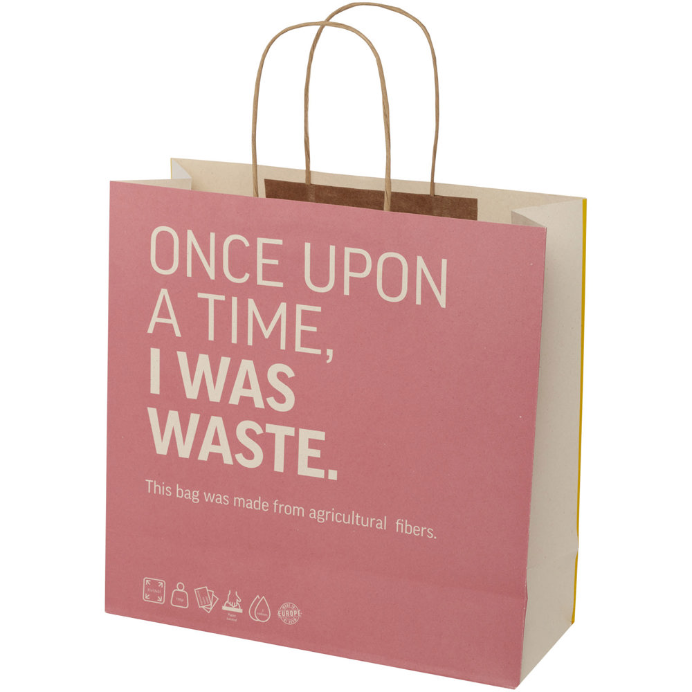 Papieren tas 150 g/m2 gemaakt van landbouwafval met gedraaide handgrepen - 31 x 12 x 31 cm