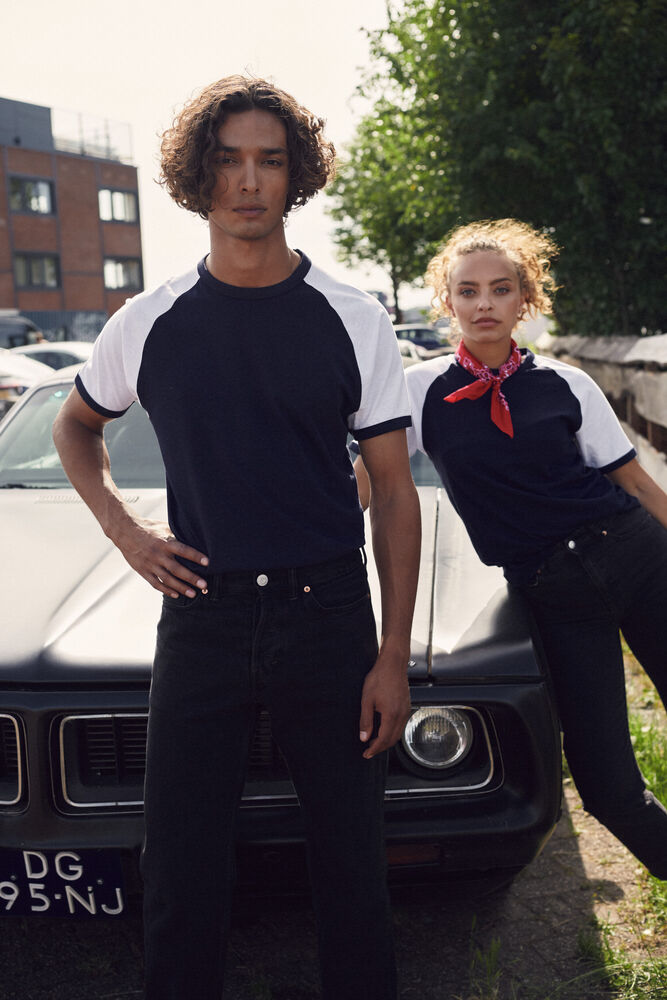 Clique - Raglan-T Navy/Wit XL