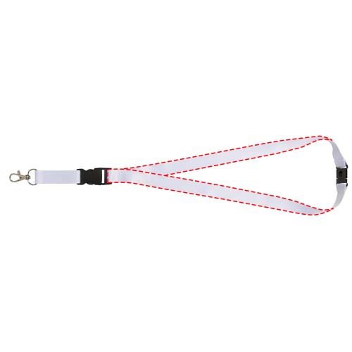 Balta sublimatie lanyard met safety breakaway sluiting en gesp