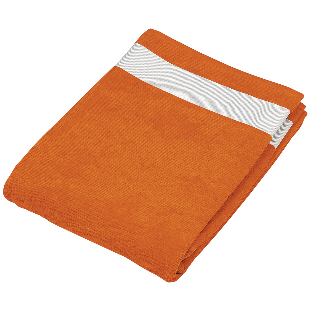 K118 - Fluwelen Strandlaken - Orange / White