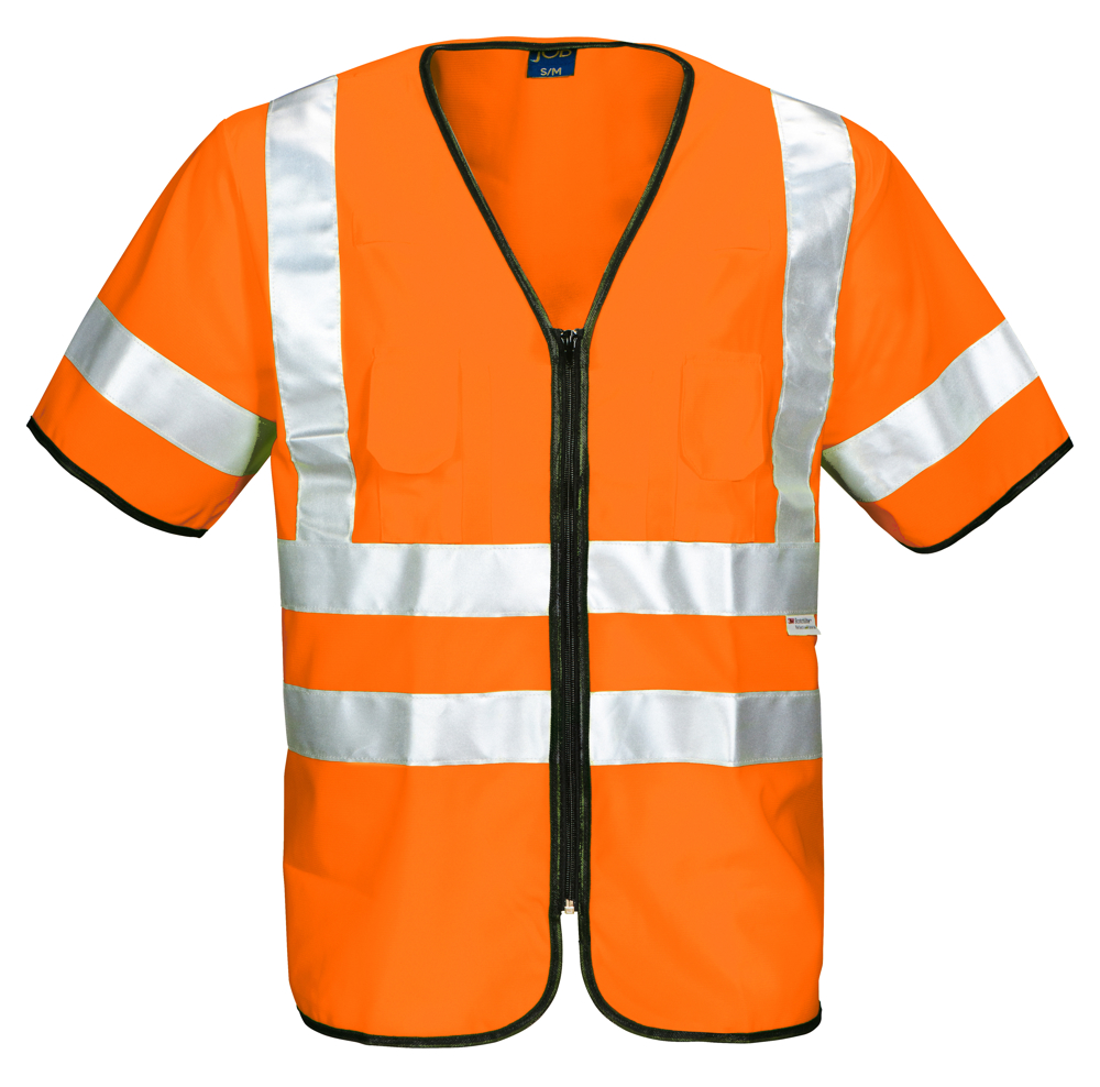 6707 SIGNALISATIEHESJE MET MOUWEN EN ISO 20471 KLASSE 3 - oranje