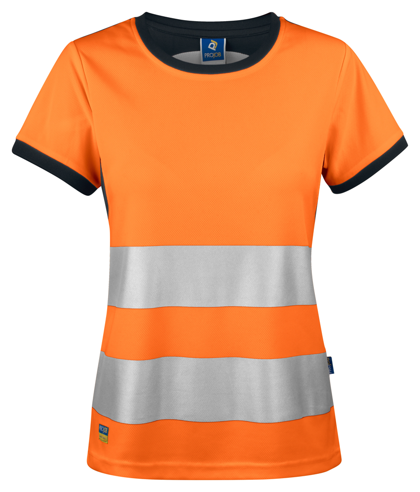 6012 SIGNALISATIET-SHIRT EN ISO 20471 KLASSE 2 DAMES - oranje/zwart