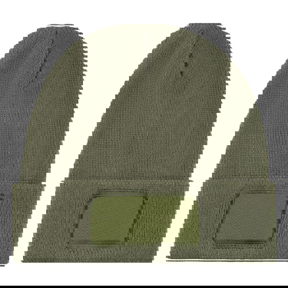 Gebreide muts met label - Olijfgroen (PMS 7764C) / Olijfgroen