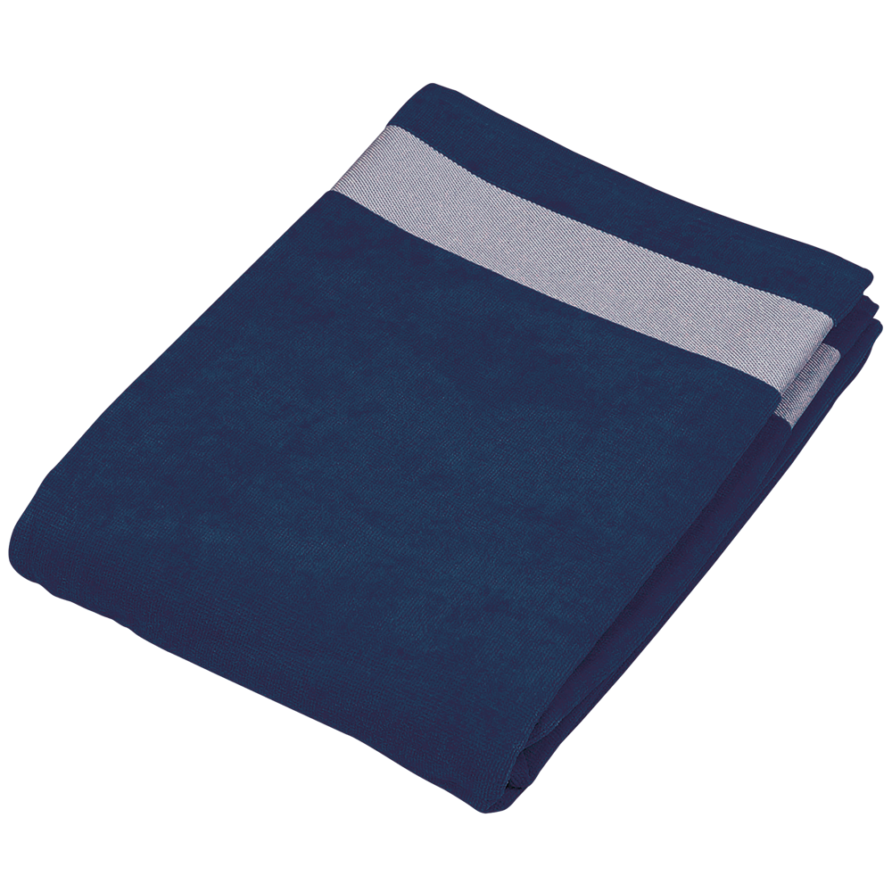 K118 - Fluwelen Strandlaken - Navy / White