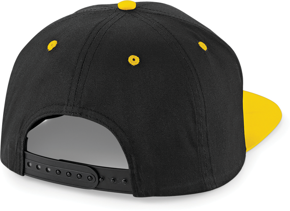 B610C - 5 Panel Contrast Snapback Cap - Black / Yellow