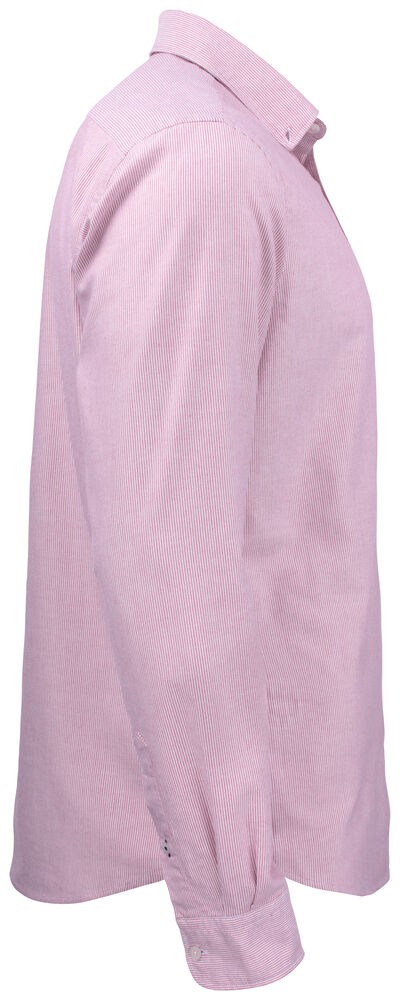 Cutter & Buck - Belfair Oxford Shirt Heren Burgundy/Wit gestreept M