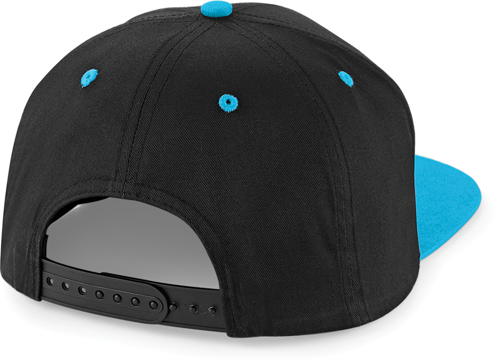 B610C - 5 Panel Contrast Snapback Cap - Black / Surf Blue
