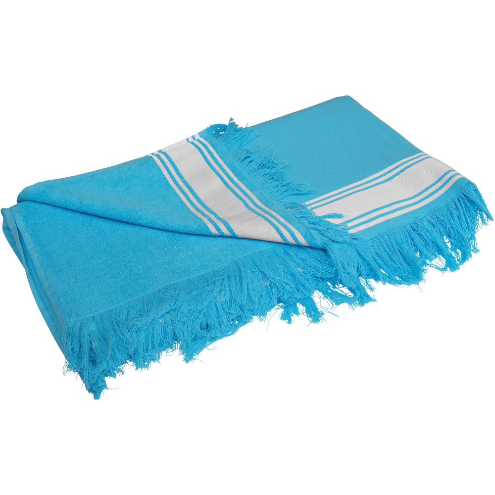 - Fouta Handdoek - Turquoise / White