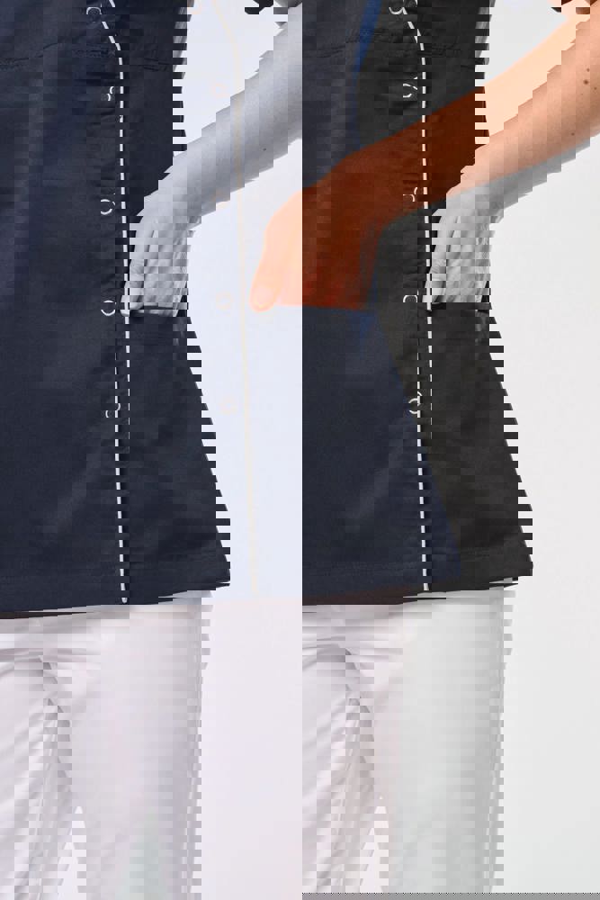 WK506C - Damesblouse in polykatoen met drukknopen