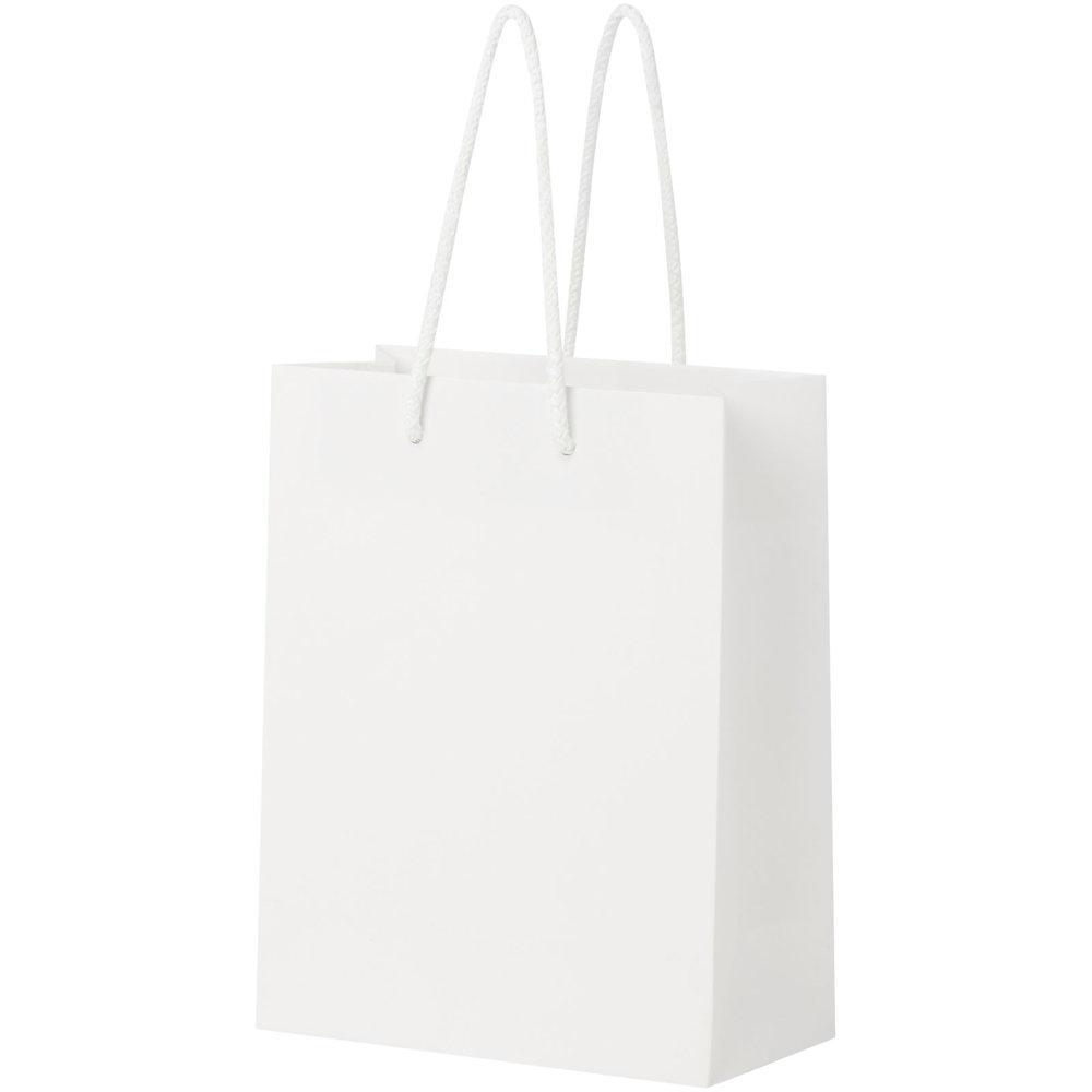 Handgemaakte 170 g/m2 integra papieren tas met PP woven handgrepen - 18 x 9 x 23 cm