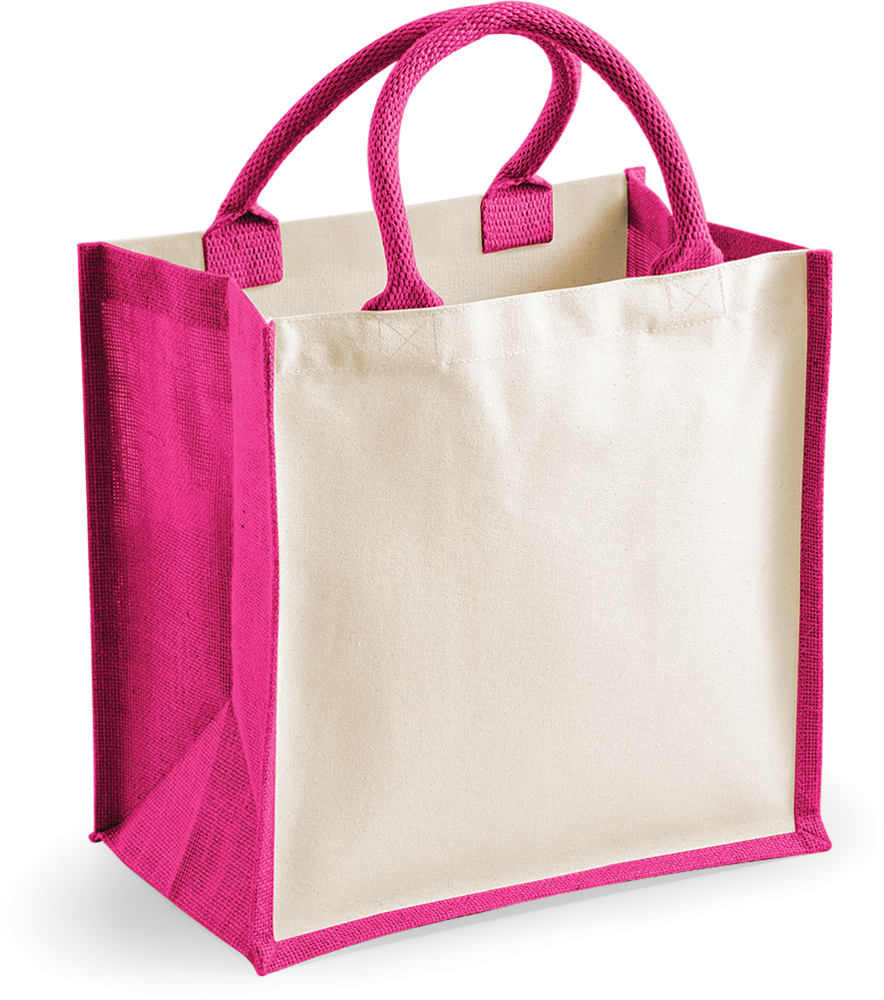 W421 - Printers' midi jute tote - Fuchsia