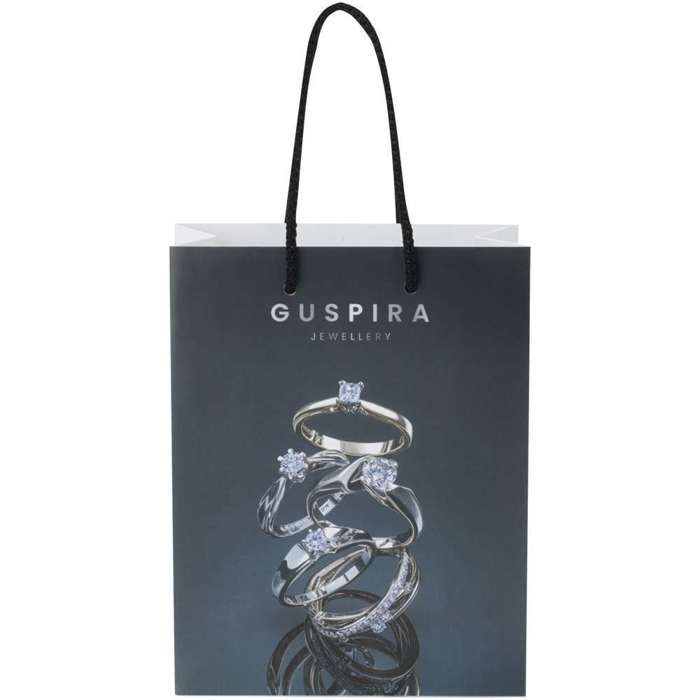 Handgemaakte 170 g/m2 integra papieren tas met PP woven handgrepen - 18 x 9 x 23 cm