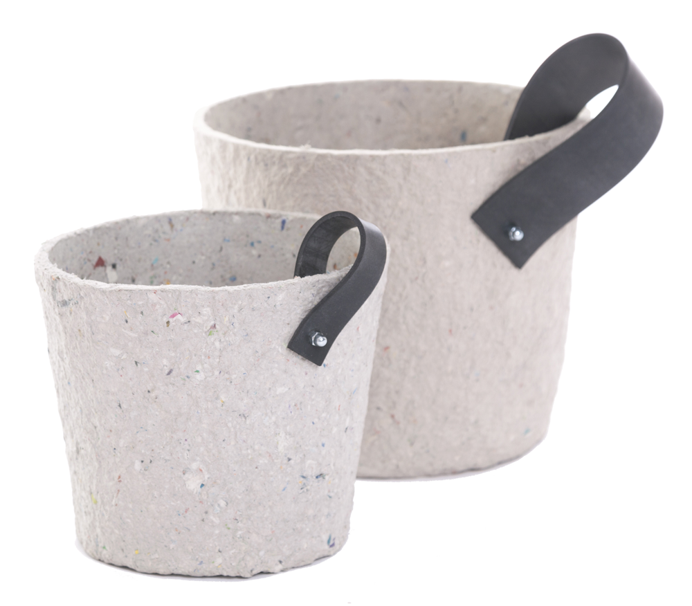 RESCUED - The Paper pot - set van 2 - van oud papier - grijs