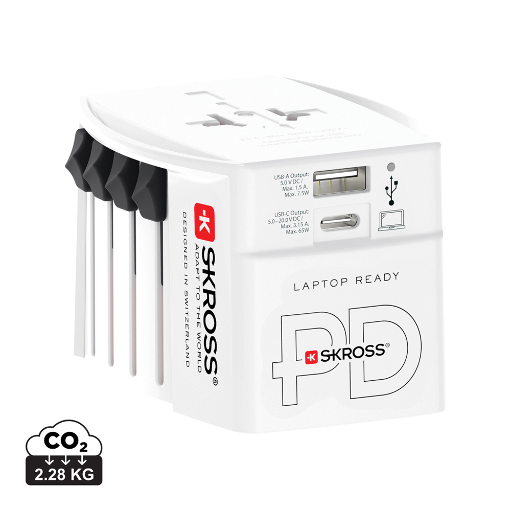 SKROSS MUV Wereldreisadapter 65W PD met USB C-kabel