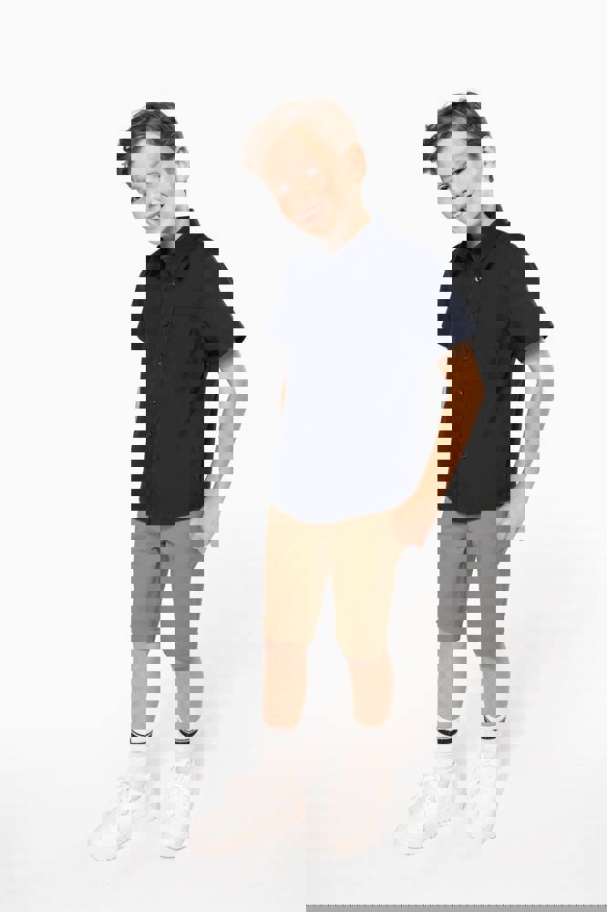 K520C - Kinder poplin overhemd korte mouwen