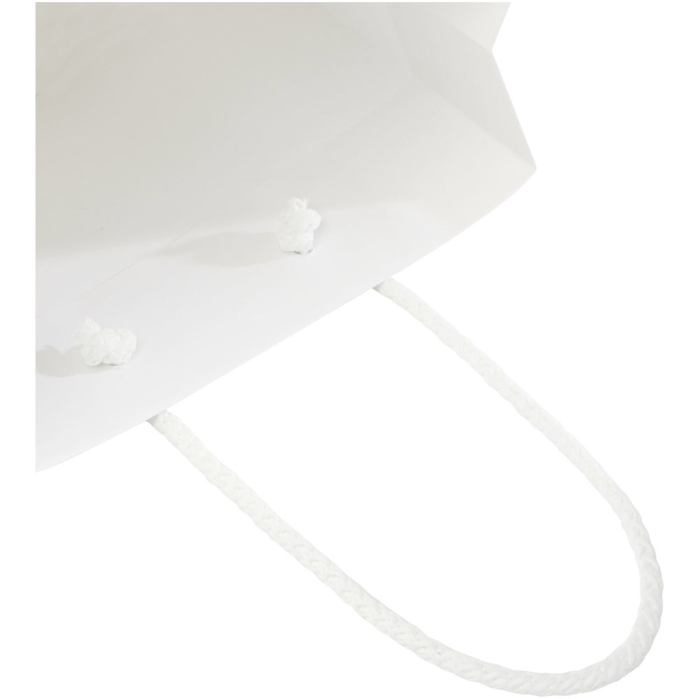 Handgemaakte 170 g/m2 integra papieren tas met PP woven handgrepen - 18 x 9 x 23 cm